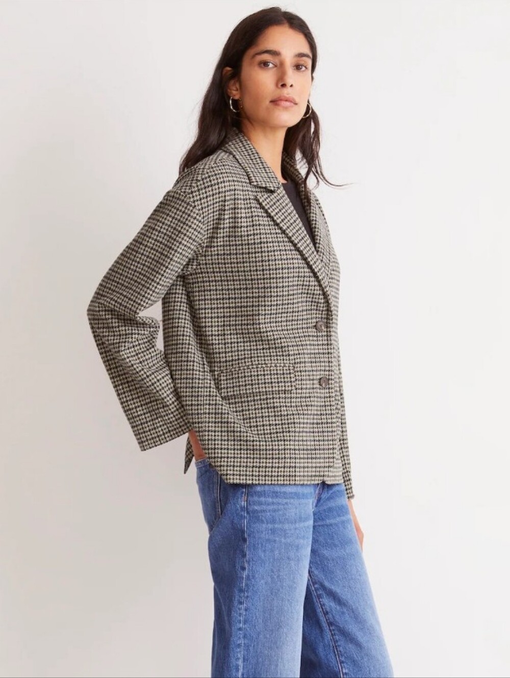 Madewell Oversized Knit Blazer in Houndstooth